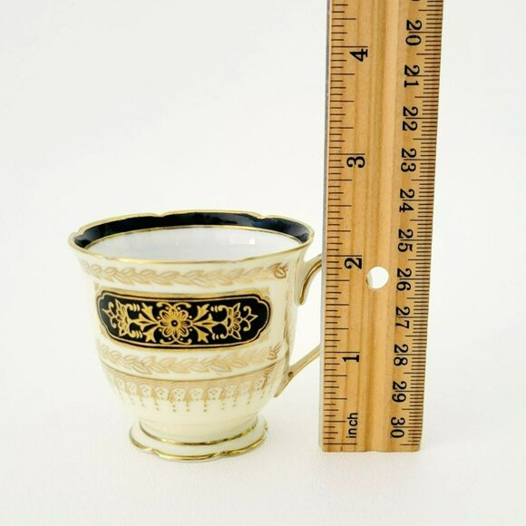 Vintage Noritake Black Gold Demitasse Cup & Saucer, 2 Sets, c1940s Art Nouveau - Picture 10 of 15